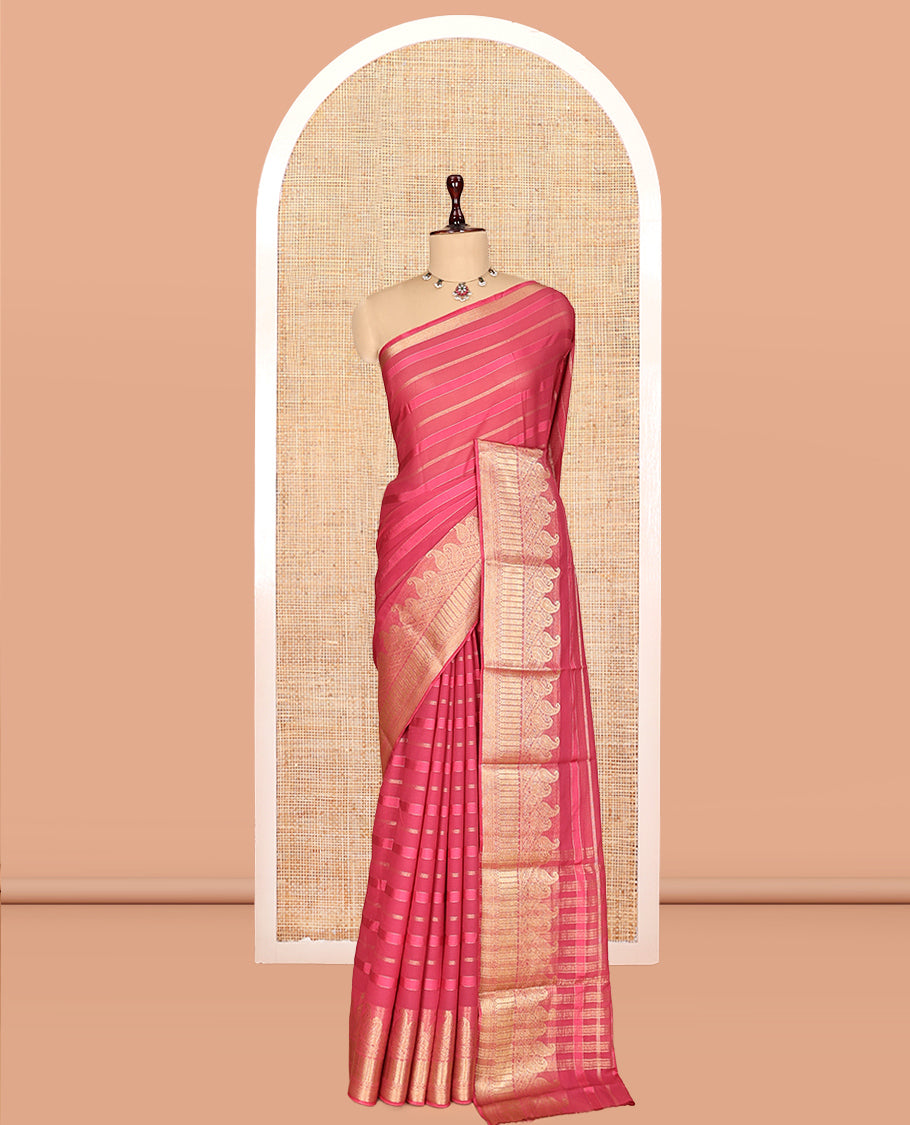Pink Semi Mysore Silk Saree