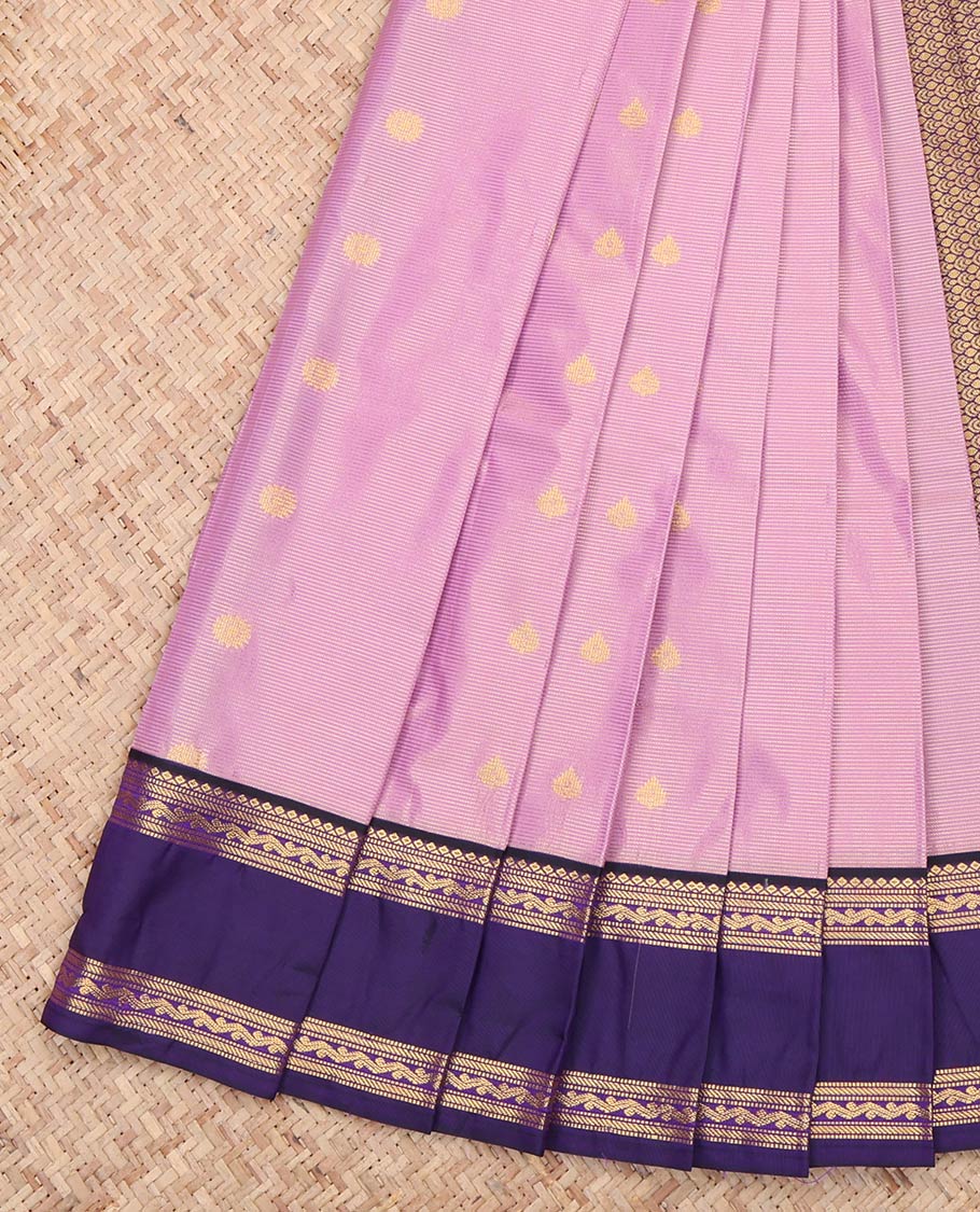 Pale Pink Stripes and Zari Butta Budget Silk Saree