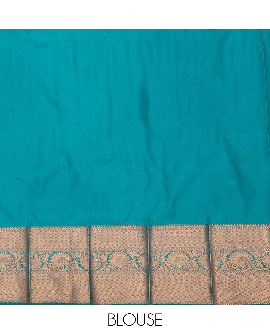 Yellow jaal jacquard gift saree, contrast traditional zari design border, and pallu of floral designs