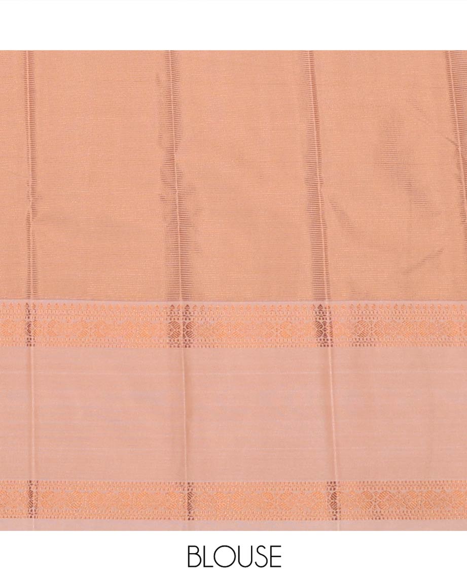 Blue Budget Silk Saree Gleamed Up with Peacock Chakram Buttas, Complemented by a Contrast Traditional Zari Motif Rettai Pettu Border, Adorned with Zari Woven Pallu, and Paired with a Contrast Blouse