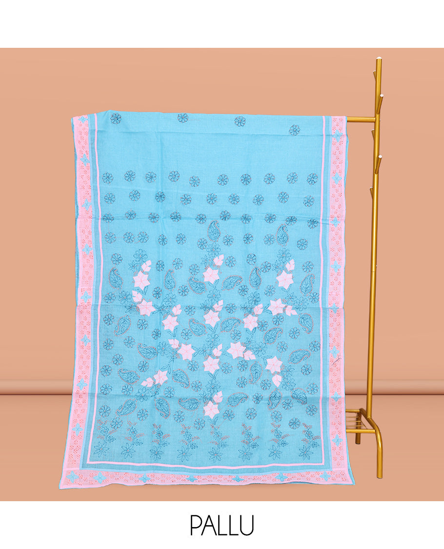 Blue Lucknowi Chikankari Saree