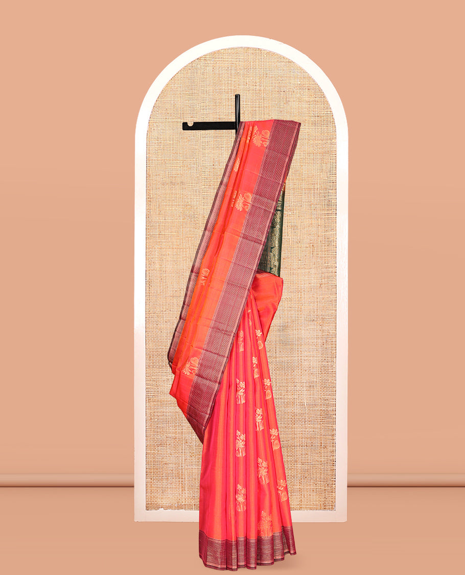 Orange Mayuri Lite Silk Mix Saree