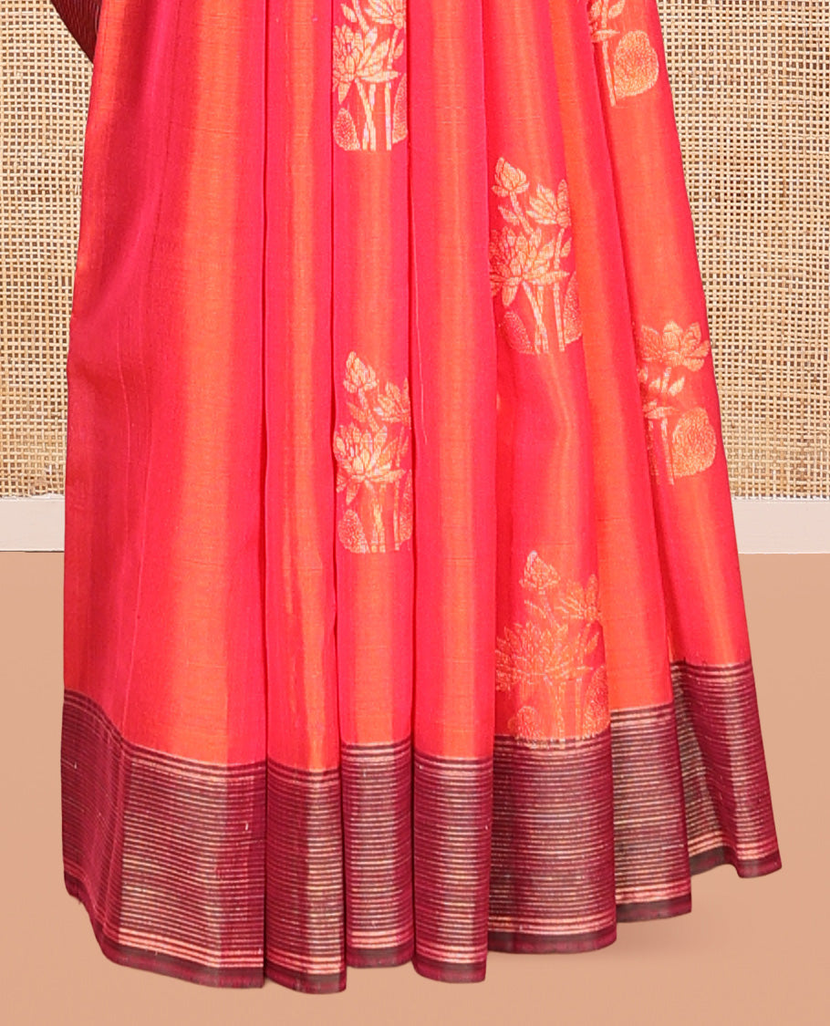 Orange Mayuri Lite Silk Mix Saree