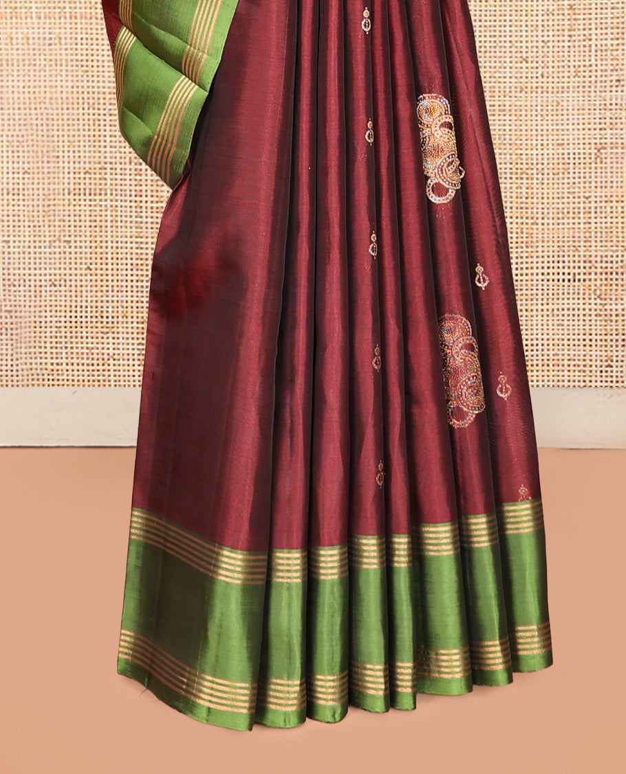 Red Zari Mayuri Lite Silk Mix Saree
