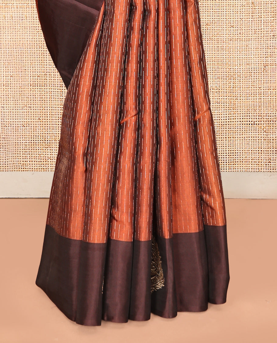 Orange Dotted Butta Mayuri Lite Silk Mix Saree
