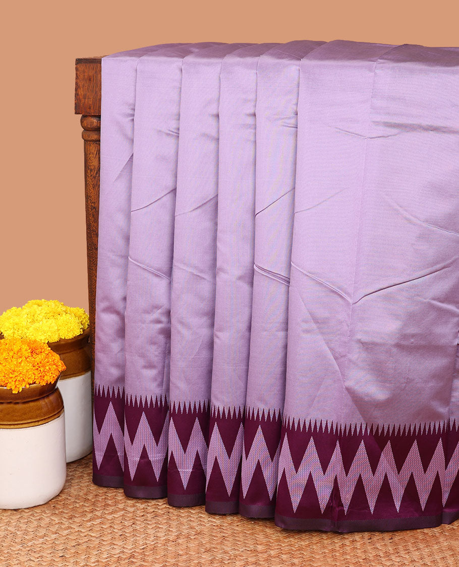 Lavender elite silk saree with thread work , small temple border