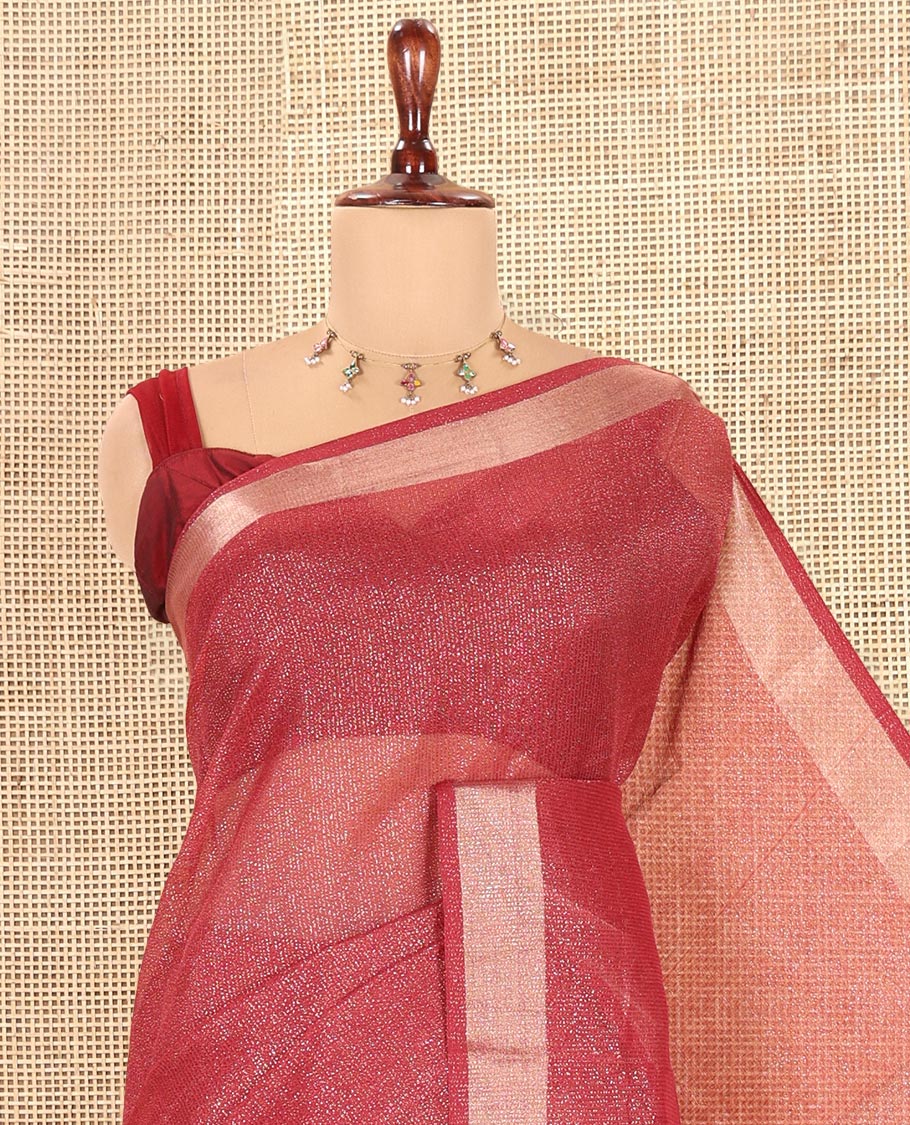 Maroon Linen Cotton Saree