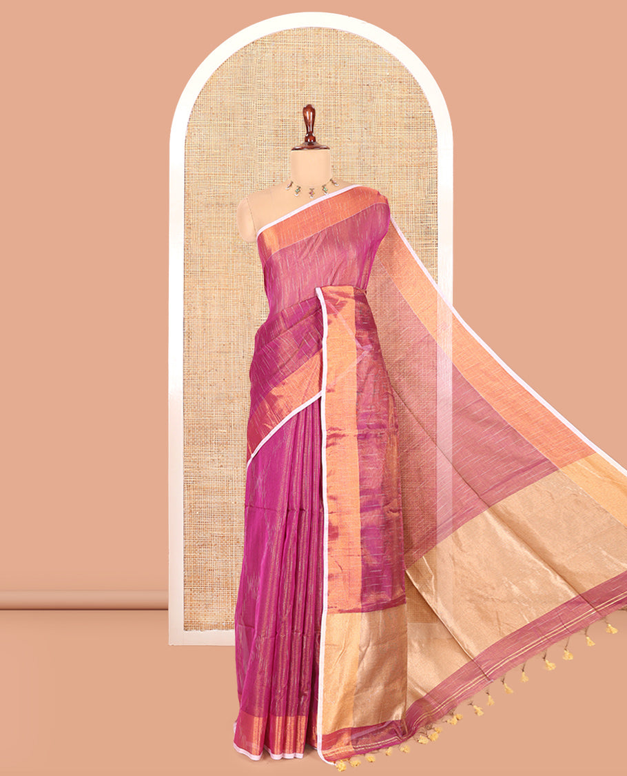 Purple Khadi Tissue Saree