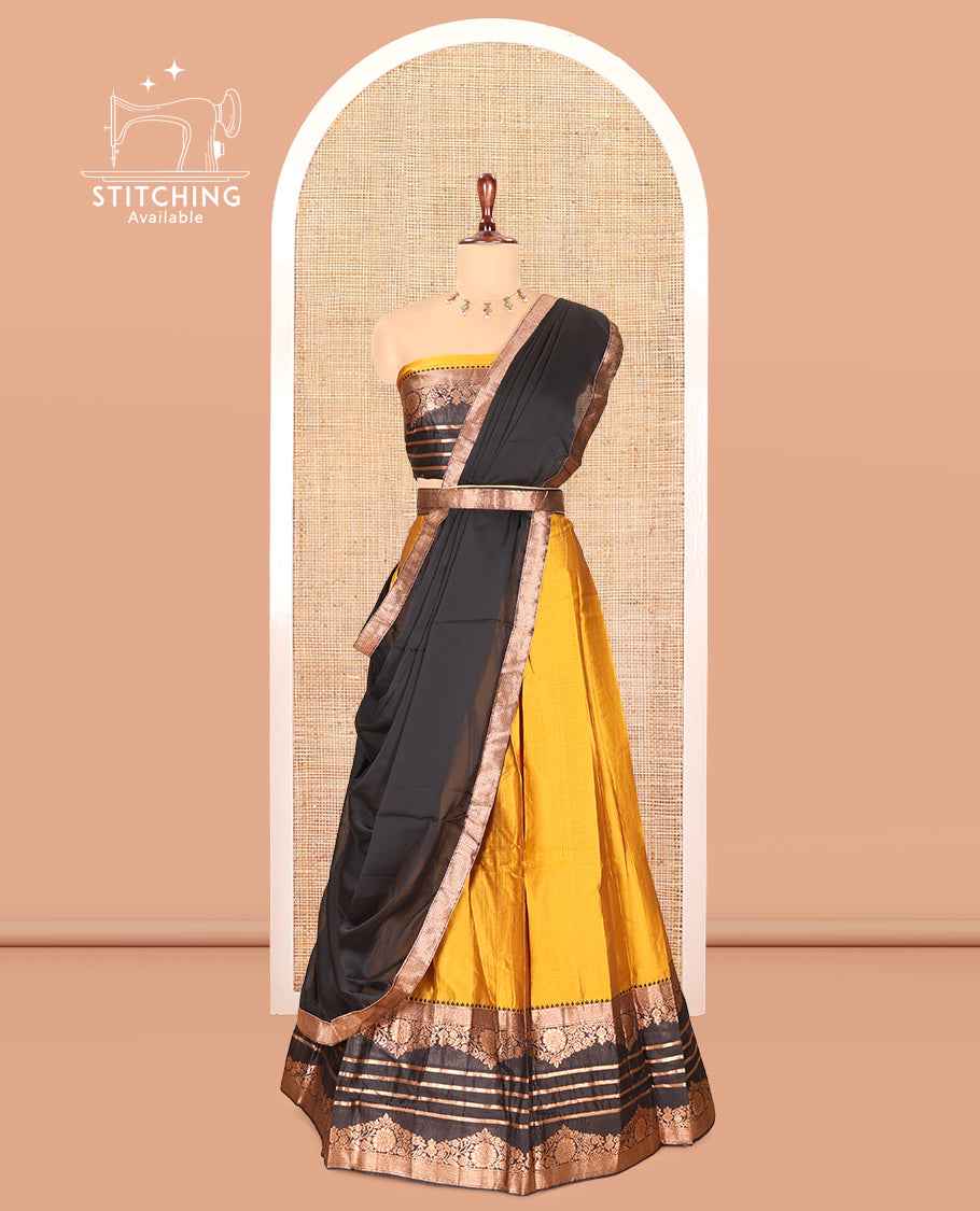 Mustard Semi-Silk Half-Saree