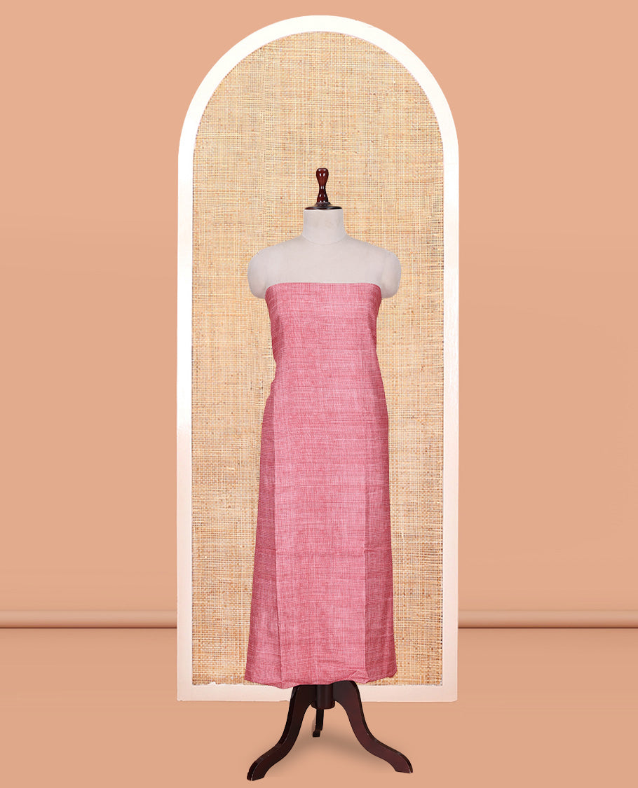 Peach Semi-Bhagalpur Cotton Material Churidar Features Plain Top, a Santoon Bottom, and Contrast Abstract Printed Dupatta