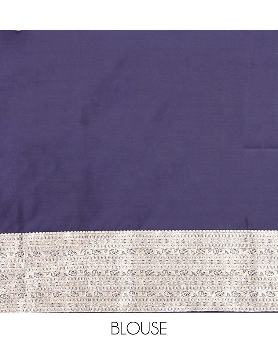 Yellow dotted stripes, and buttas soft silk saree, contrast traditional zari border, and scallop design pallu