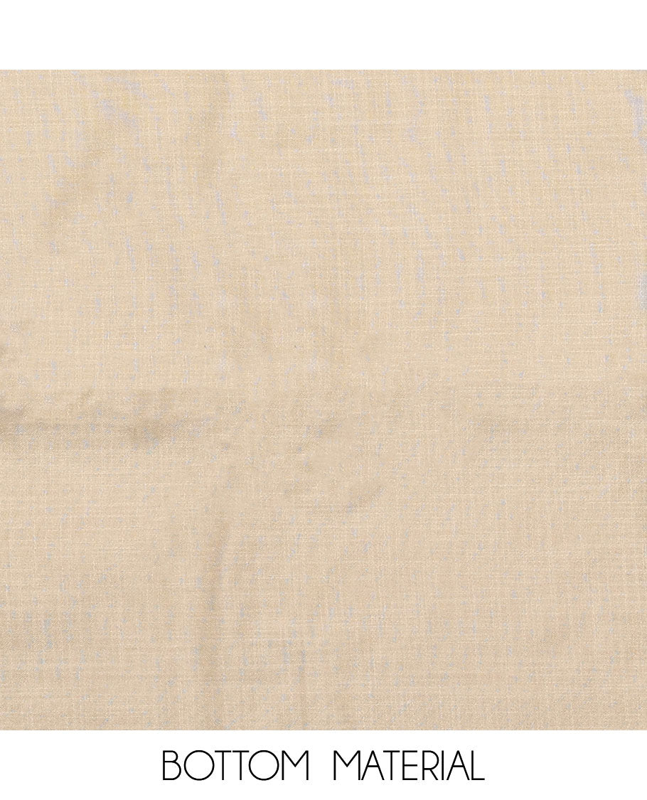 Blue material chudidar set, buttas with neck embroidered top, contrast plain bottom, and thread and sequins embroidered dupatta