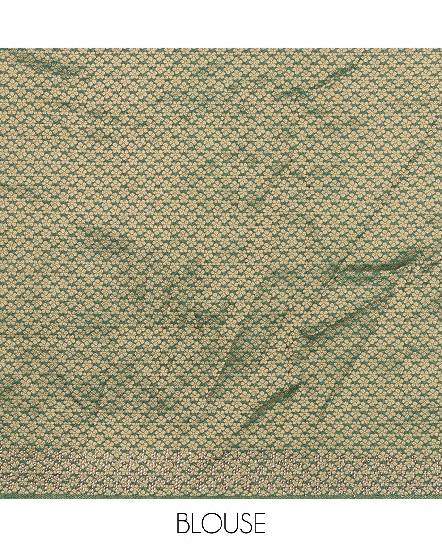 Mango yellow art silk half-saree, brocade with contrast traditional border skirt, contrast brocade blouse, scallop stone work dhavani, and detachable belt