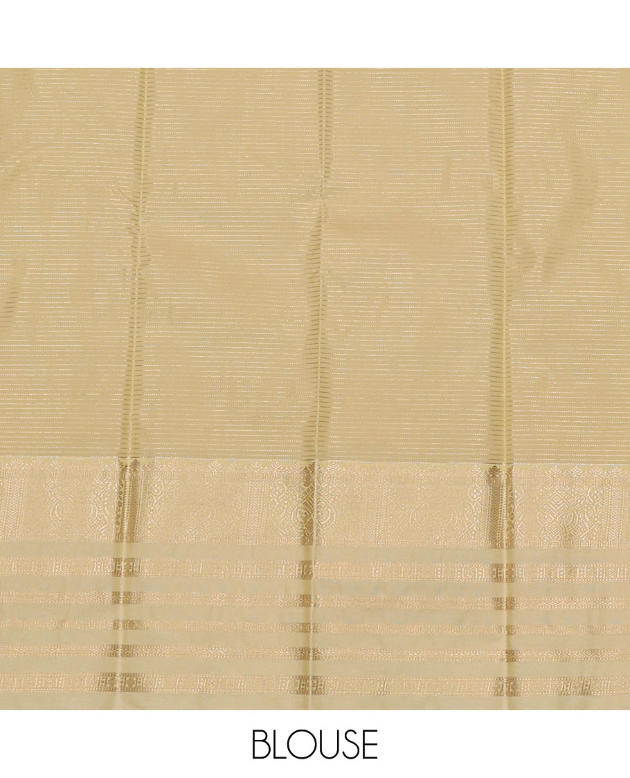 Blue Budget Silk Saree Features Zari Buttas and Micro-Checks, Complemented by a Contrast Traditional Zari Border, Intricately Zari-Designed Pallu of Jaal Design, and a Contrast Zari-Bordered Blouse