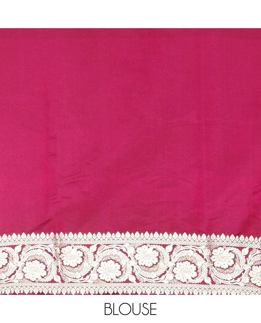 Purple floral jaal design semi banaras nylon saree with self floral zari design border & floral design pallu