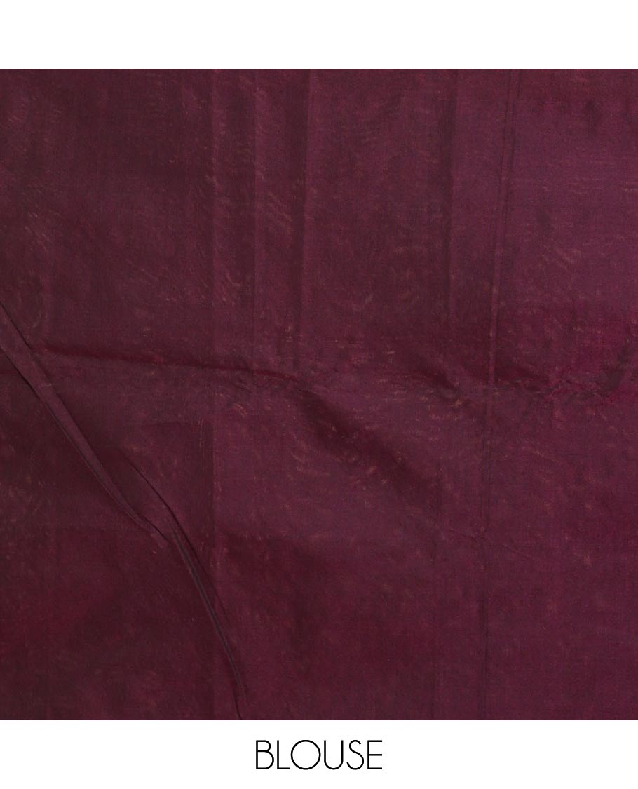 Elephant grey plain semi-silk cotton saree, contrast plain border, and pallu