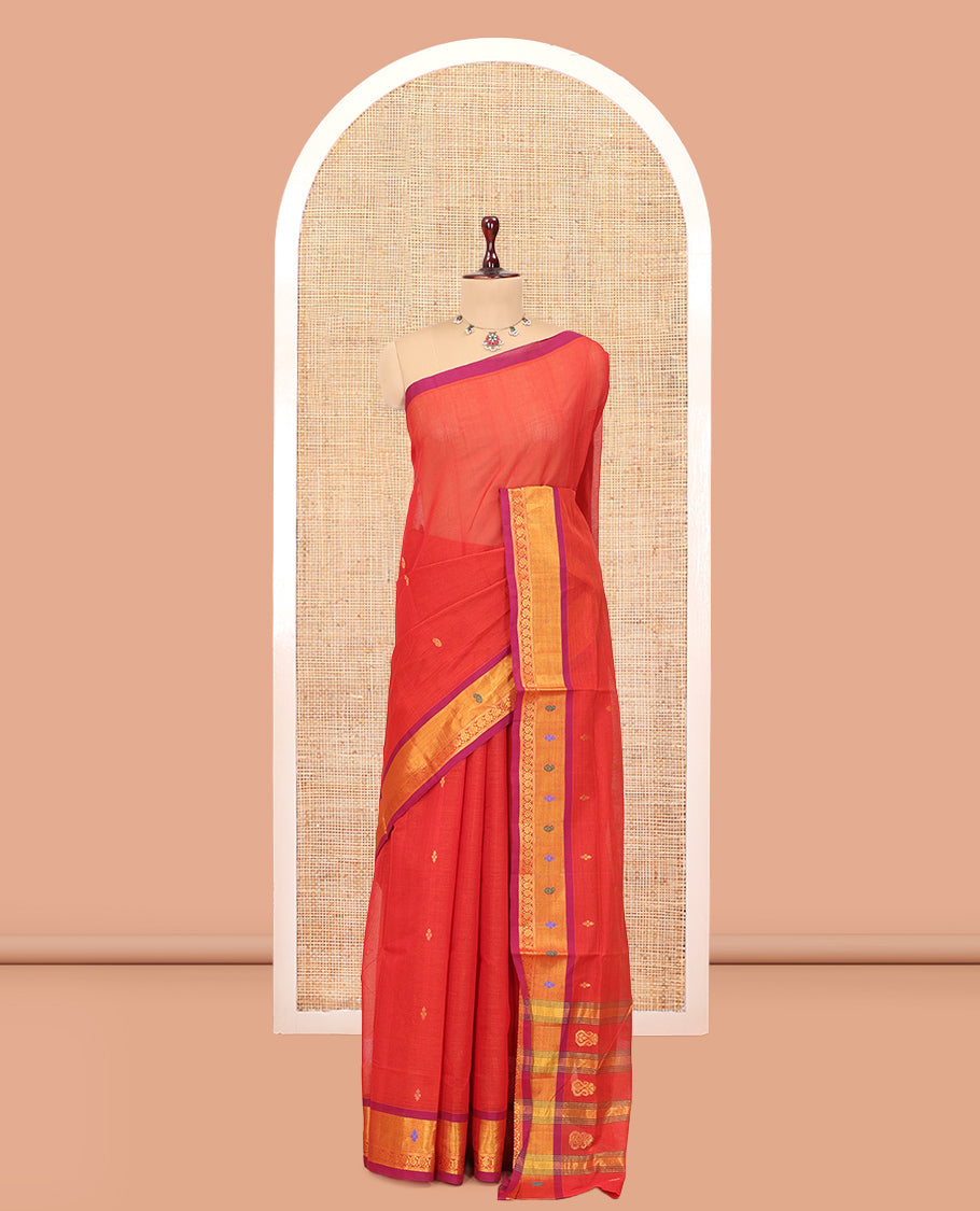 Red Venkatagiri Cotton Saree