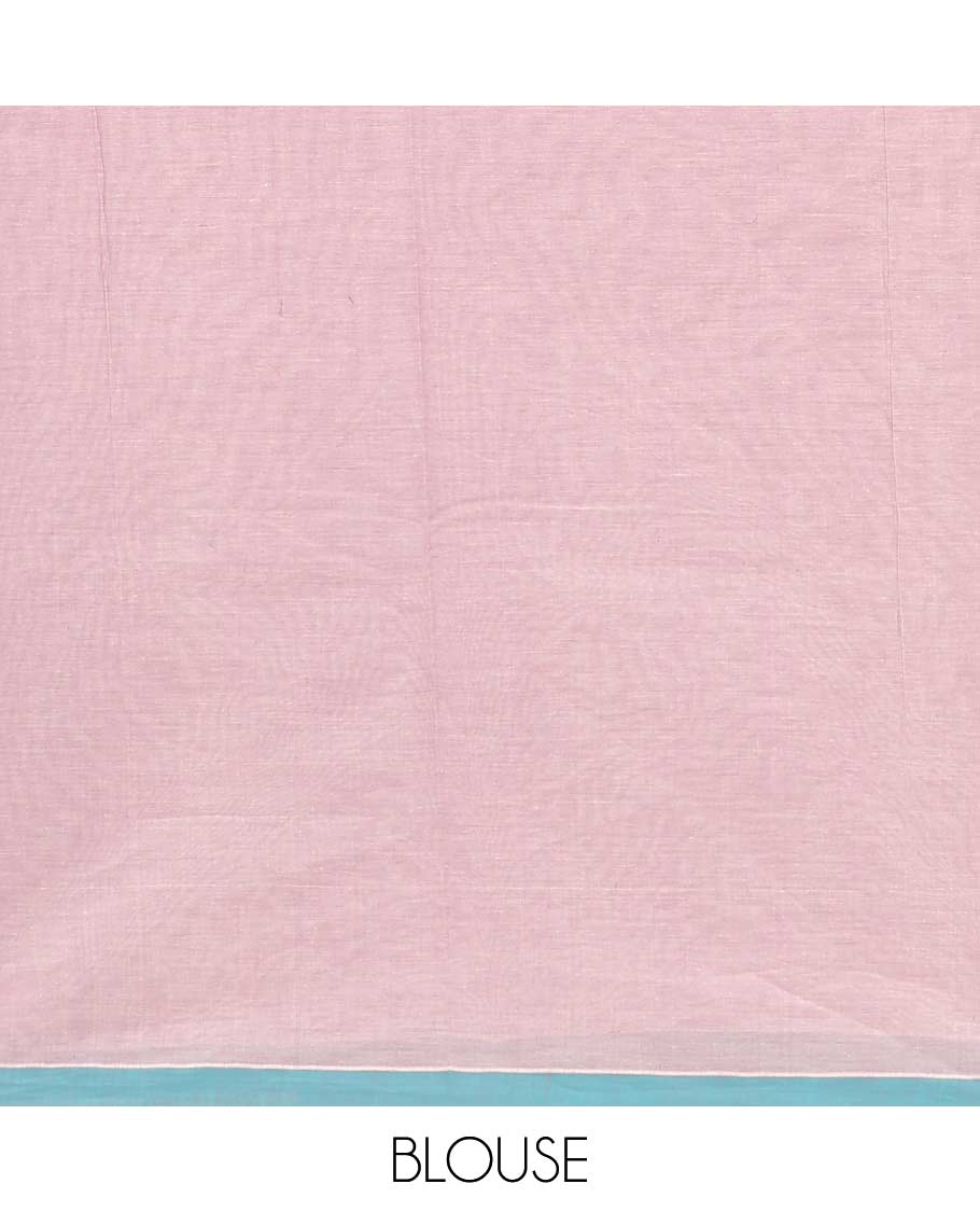 Pink dotted striped with bird buttas Coimbatore cotton saree, contrast plain border, and pallu of bird motifs