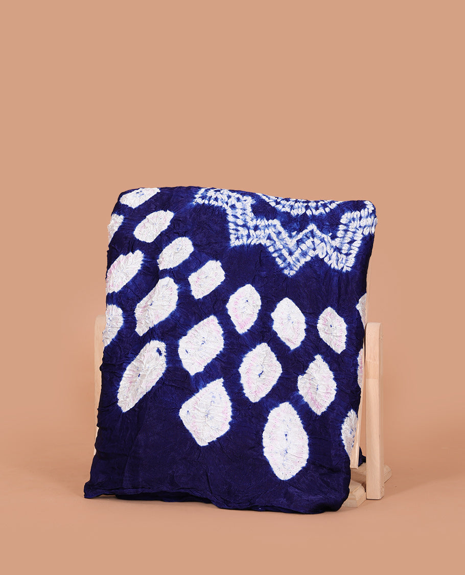 Borderless Blue Bandhani Dola Silk Saree