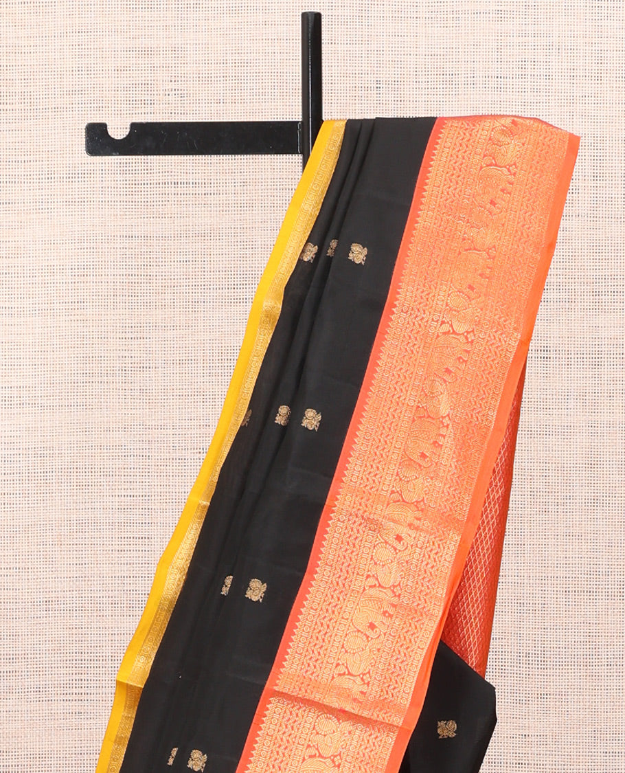 Black Mayil Chakram Butta Vasundhara Lite Silk Mix Saree