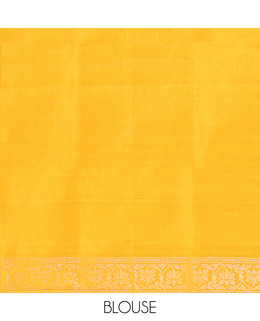 Light blue floral design mayuri soft silk saree with contrast floral design border & jaal design pallu