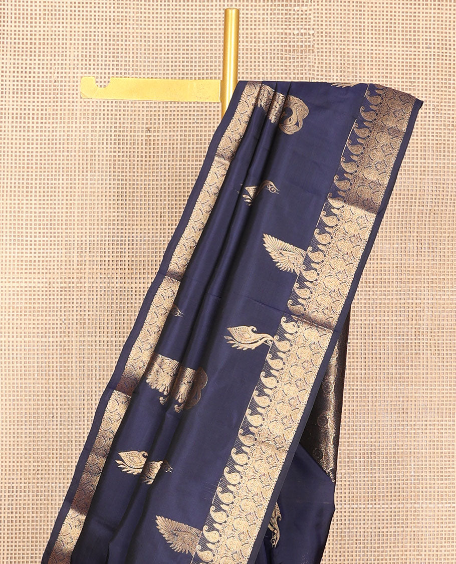 Blue zari buttas silk saree, zari border of manga & jaal design & intricately designed pallu