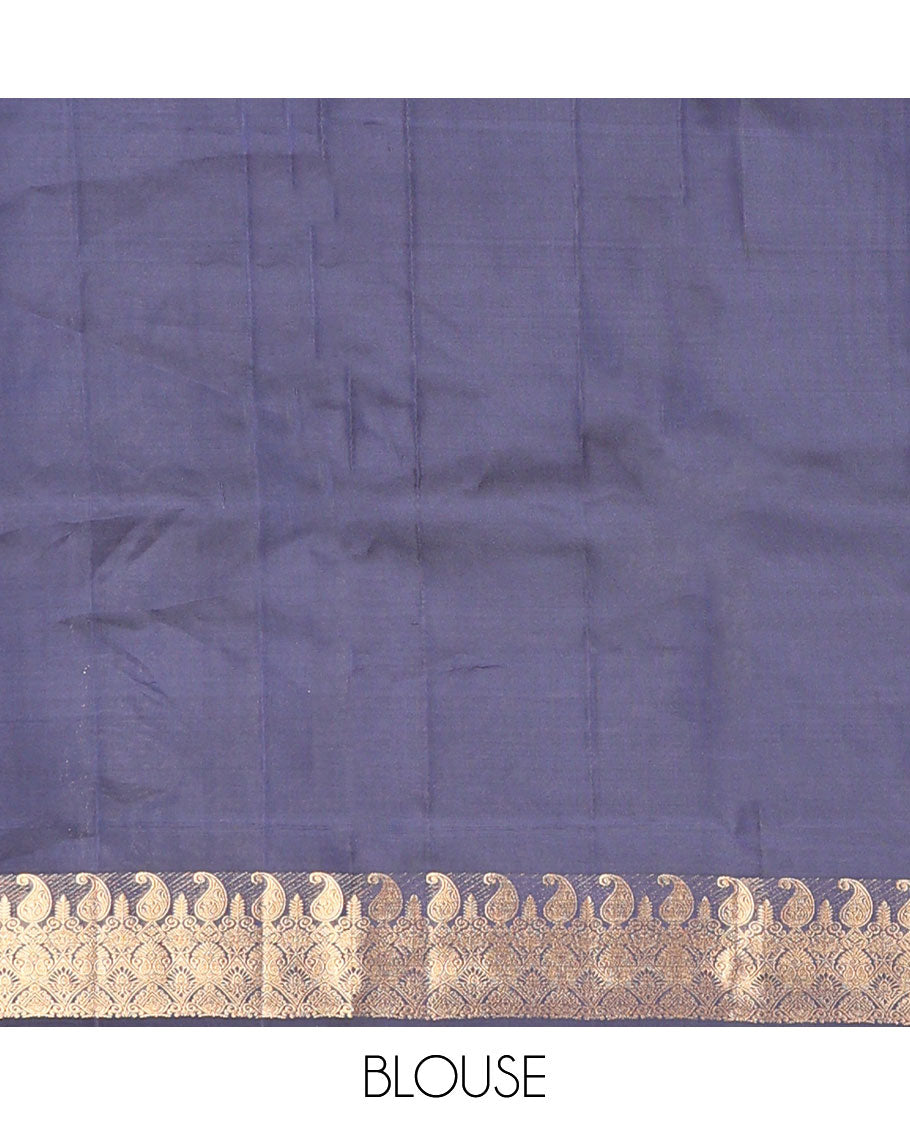 Blue zari buttas silk saree, zari border of manga & jaal design & intricately designed pallu