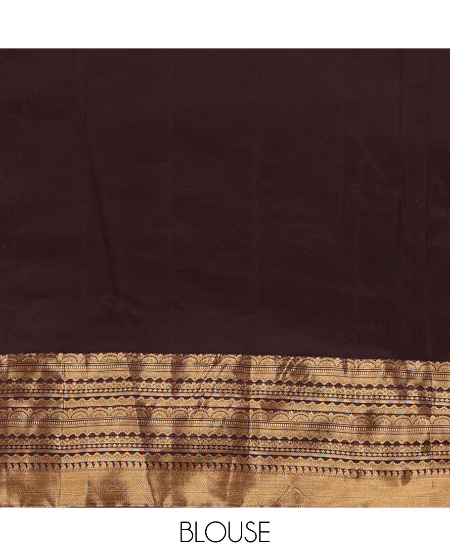 Blue zari stripes Vasundhara silk mix saree, contrast traditional scallop zari border, and jaal pallu