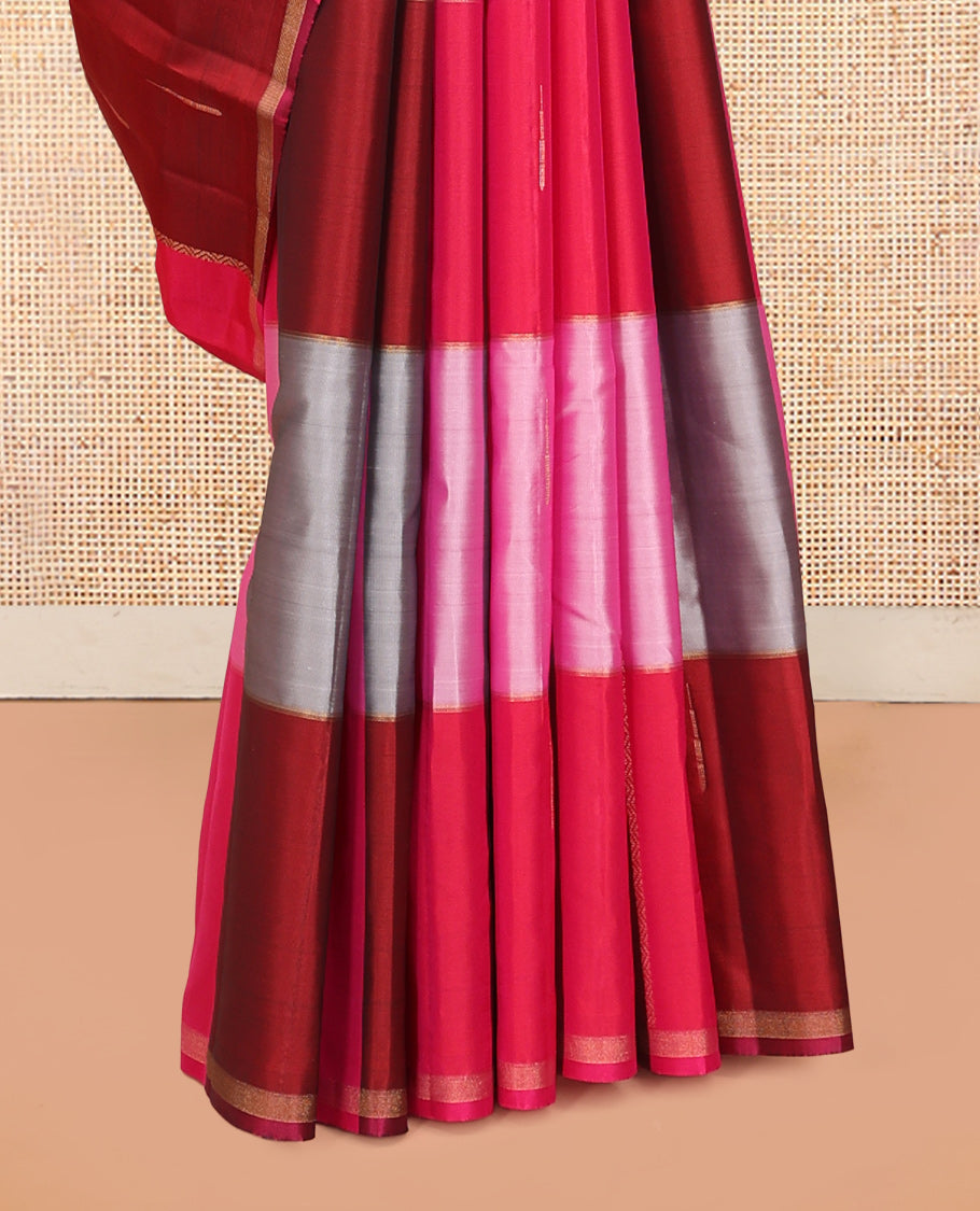 Multi-Color Checked Vasundhara Lite Silkmix Saree with Malli Mokku Buttas, a Piping Border, a Contrast Blouse