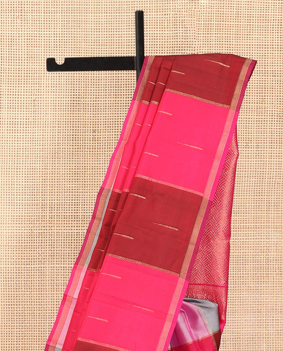 Multi-Color Checked Vasundhara Lite Silkmix Saree with Malli Mokku Buttas, a Piping Border, a Contrast Blouse