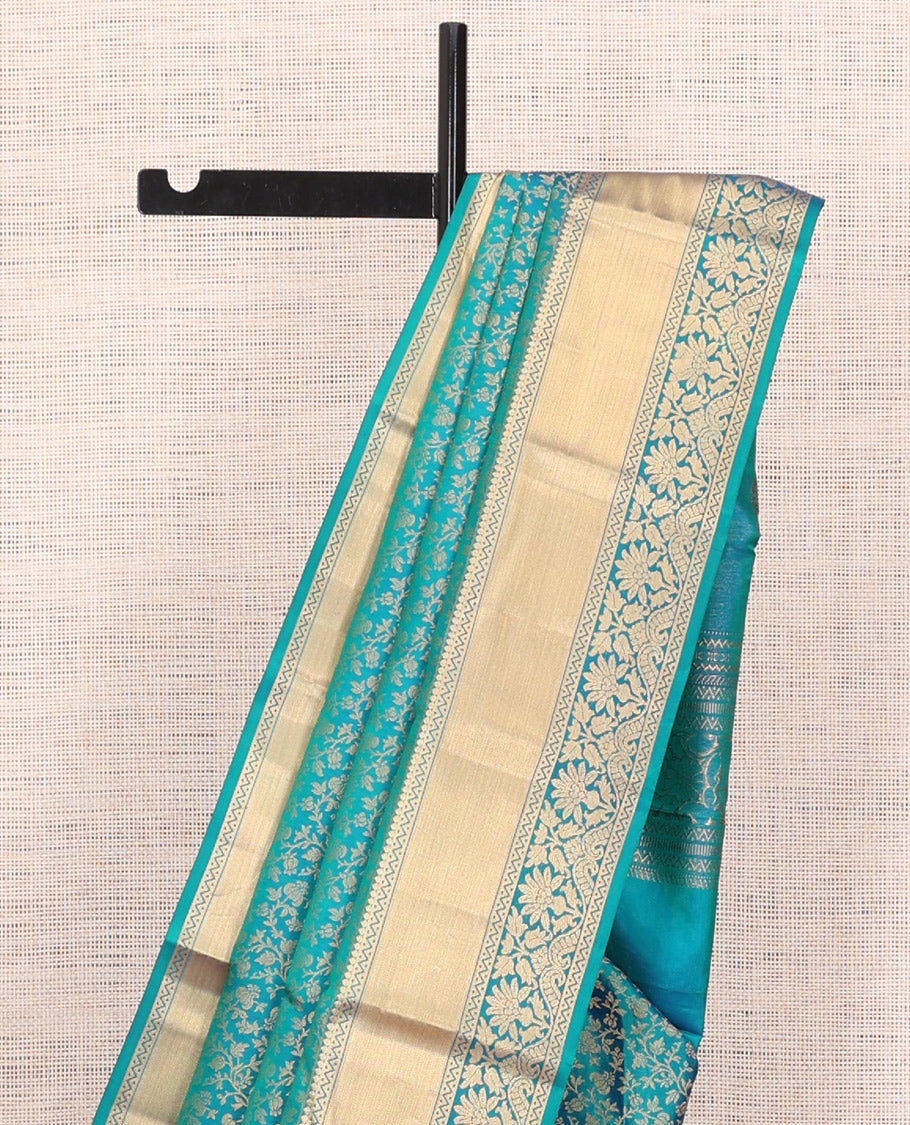 Blue Jacquard Design Kanchipuram Wedding Silk Saree