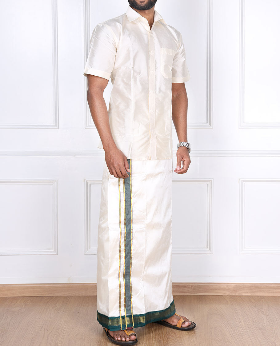 Cream Pure Silk Dhoti