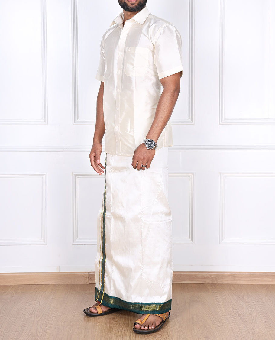 Cream Pure Silk Dhoti
