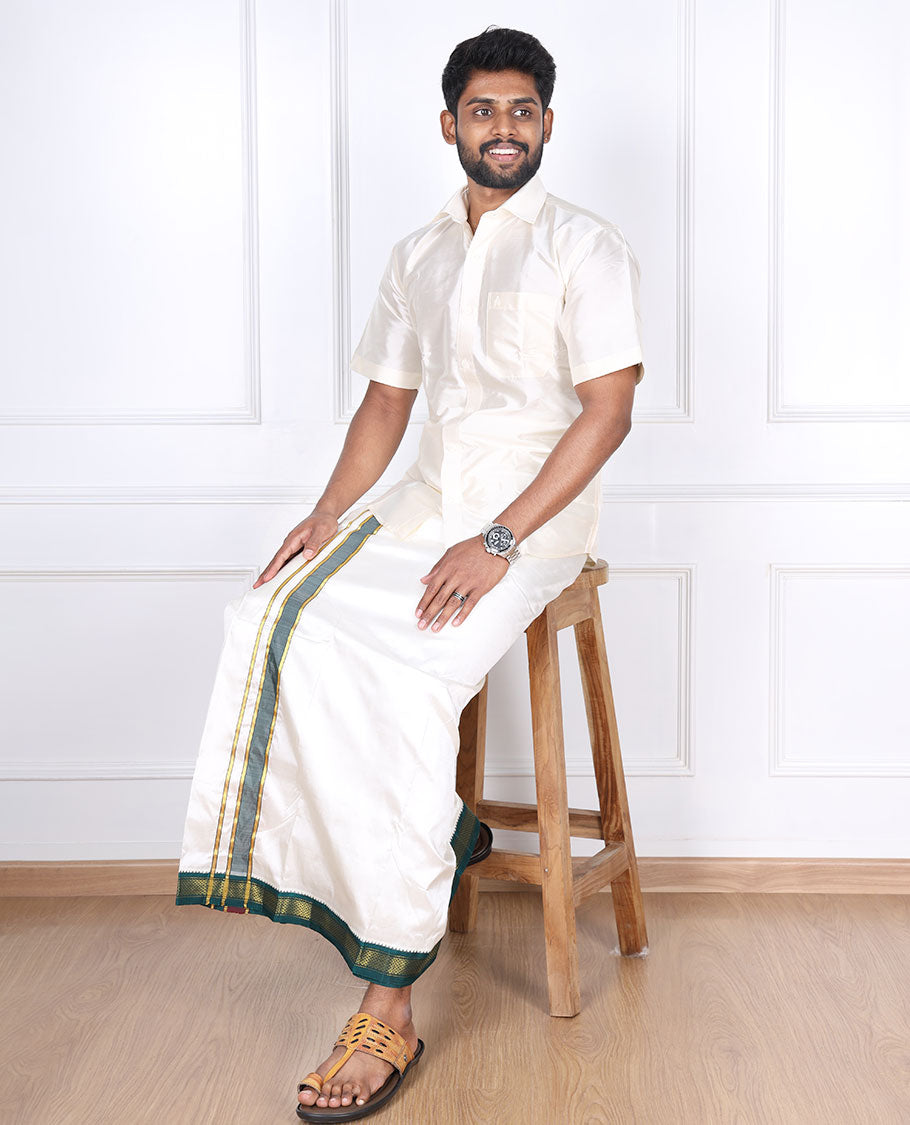 Cream Pure Silk Dhoti