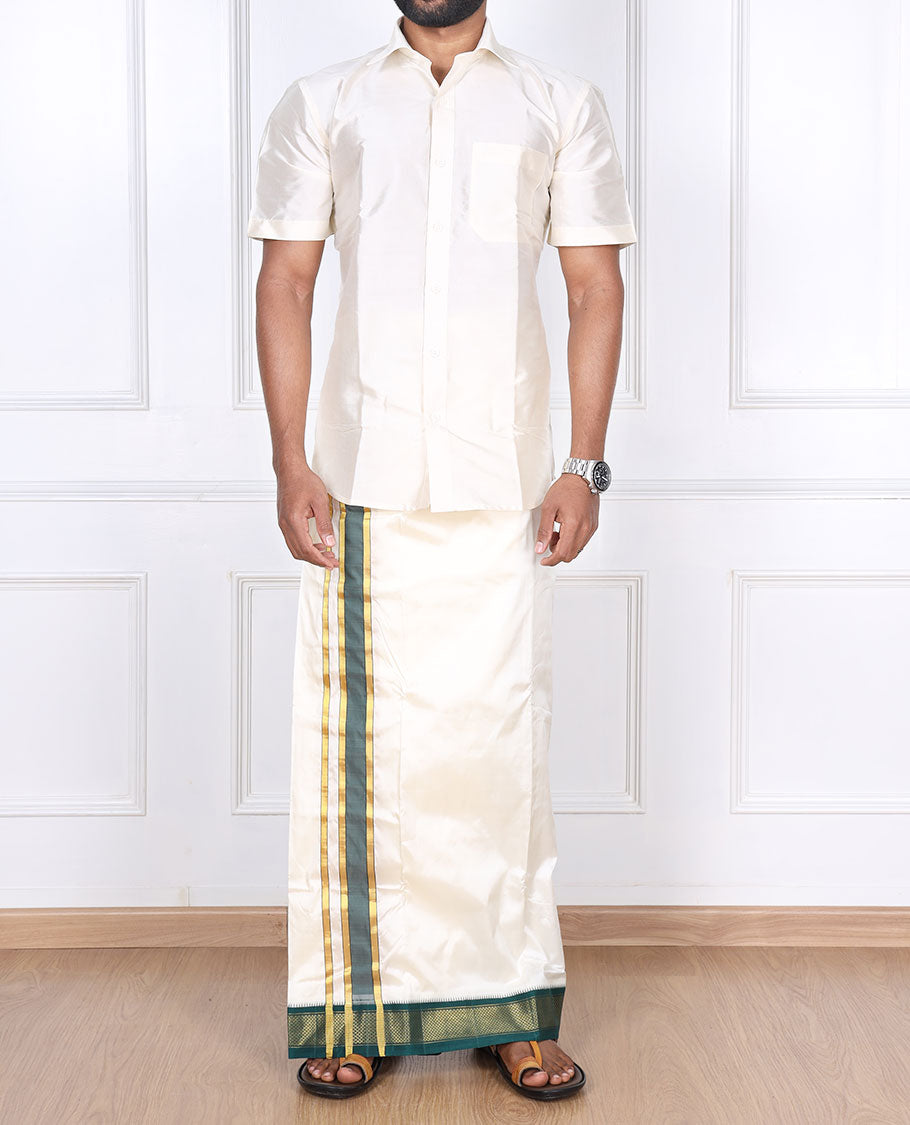 Cream Pure Silk Dhoti