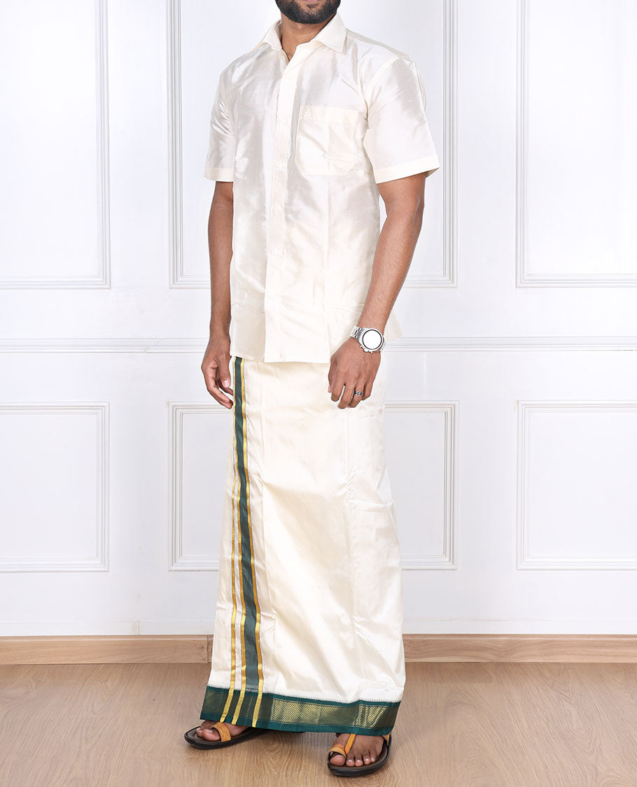 Cream Pure Silk Dhoti