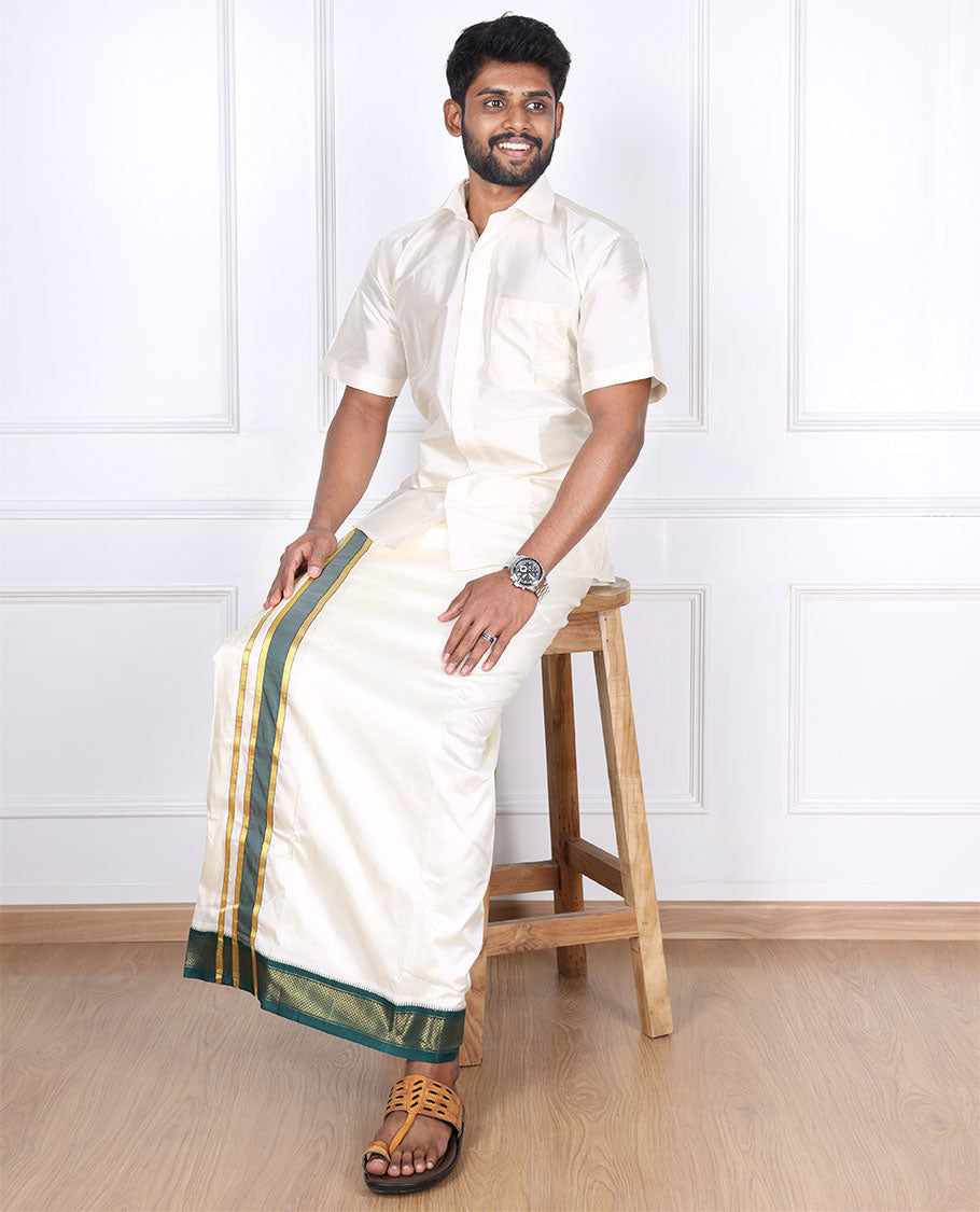 Cream Pure Silk Dhoti
