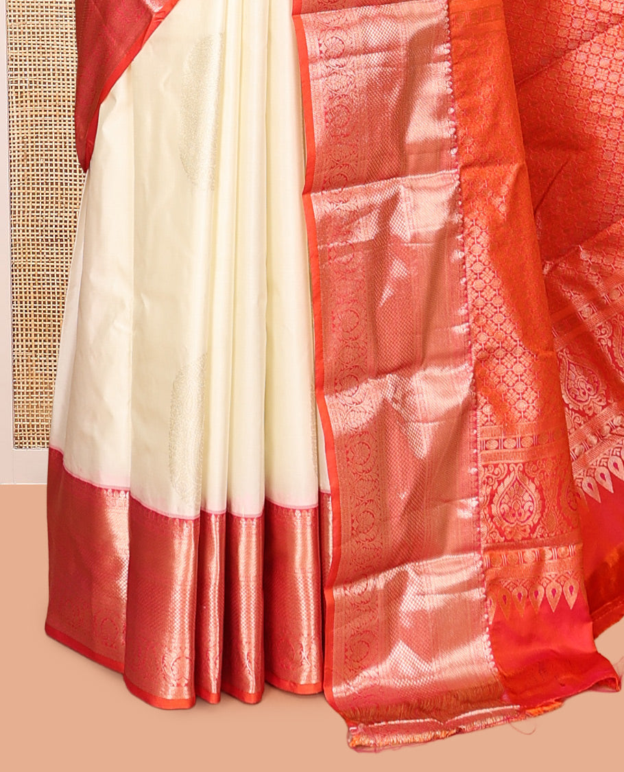 Cream Zari Buttas Gift Saree