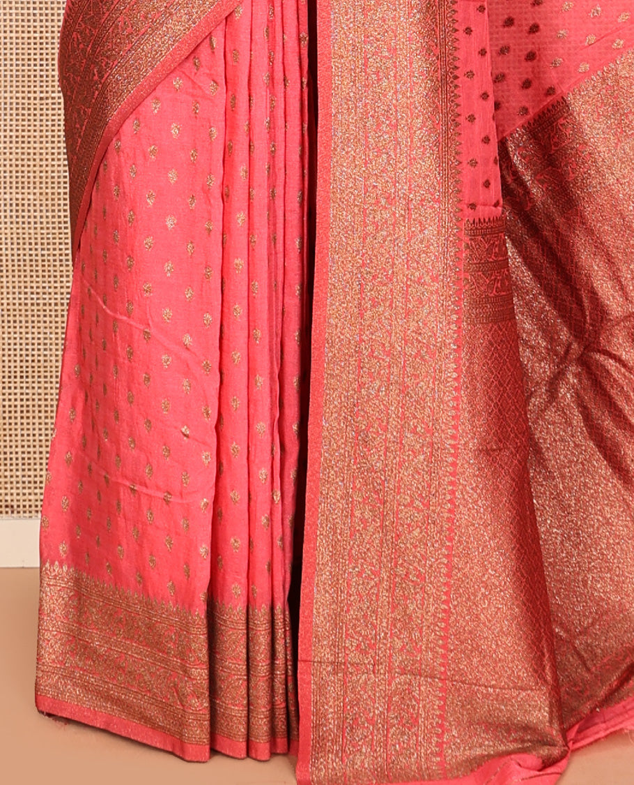 Dark Peach Fancy Crepe Saree