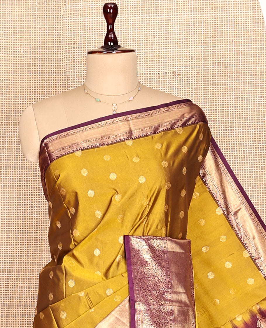 Mustard Zari Butta Gift Saree