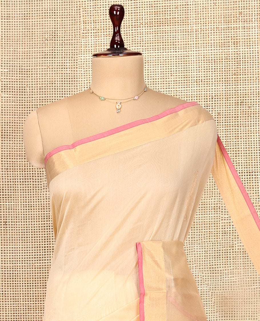 Sandal Silk Zari Butta Cotton Saree