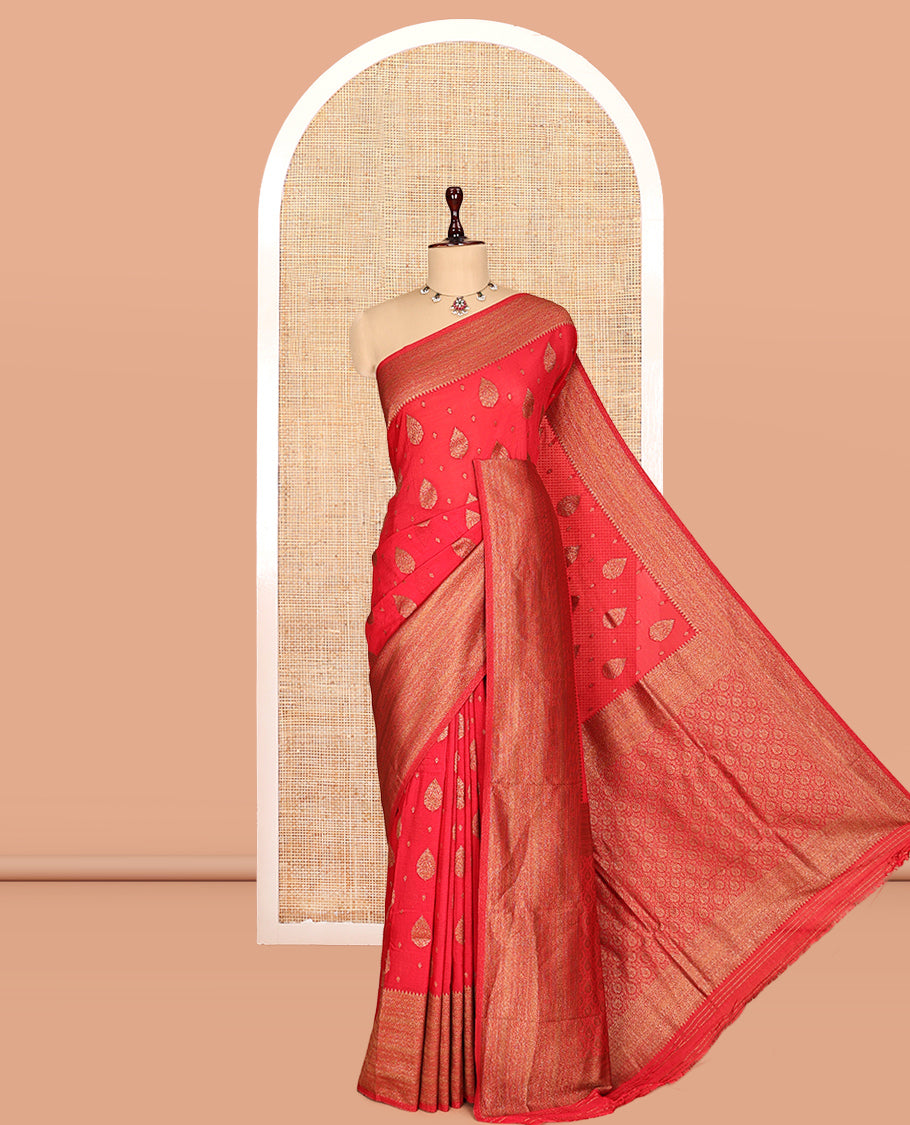 Red Fancy Crepe Saree