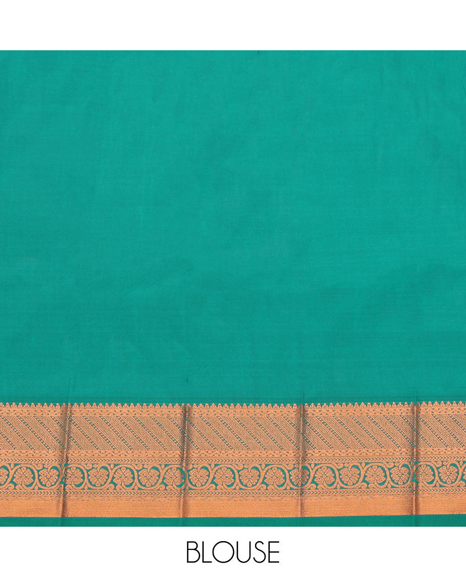 Dark Green Budget Silk Saree, Graced with Zari Buttas and Checks All Over Its Body, Highlighted by a Traditional Zari Design Border, Grand Pallu, and Paired with a Matching Blouse