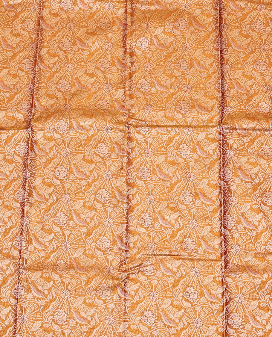 Orange Art Silk Half-Saree Featuring Jacquard Design, Contrast Traditional Zari Border, and Paired with a Matching Blouse