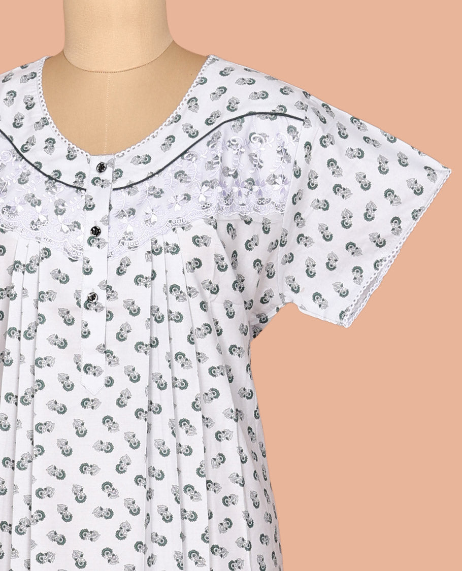 White Cotton-Blended Nighty