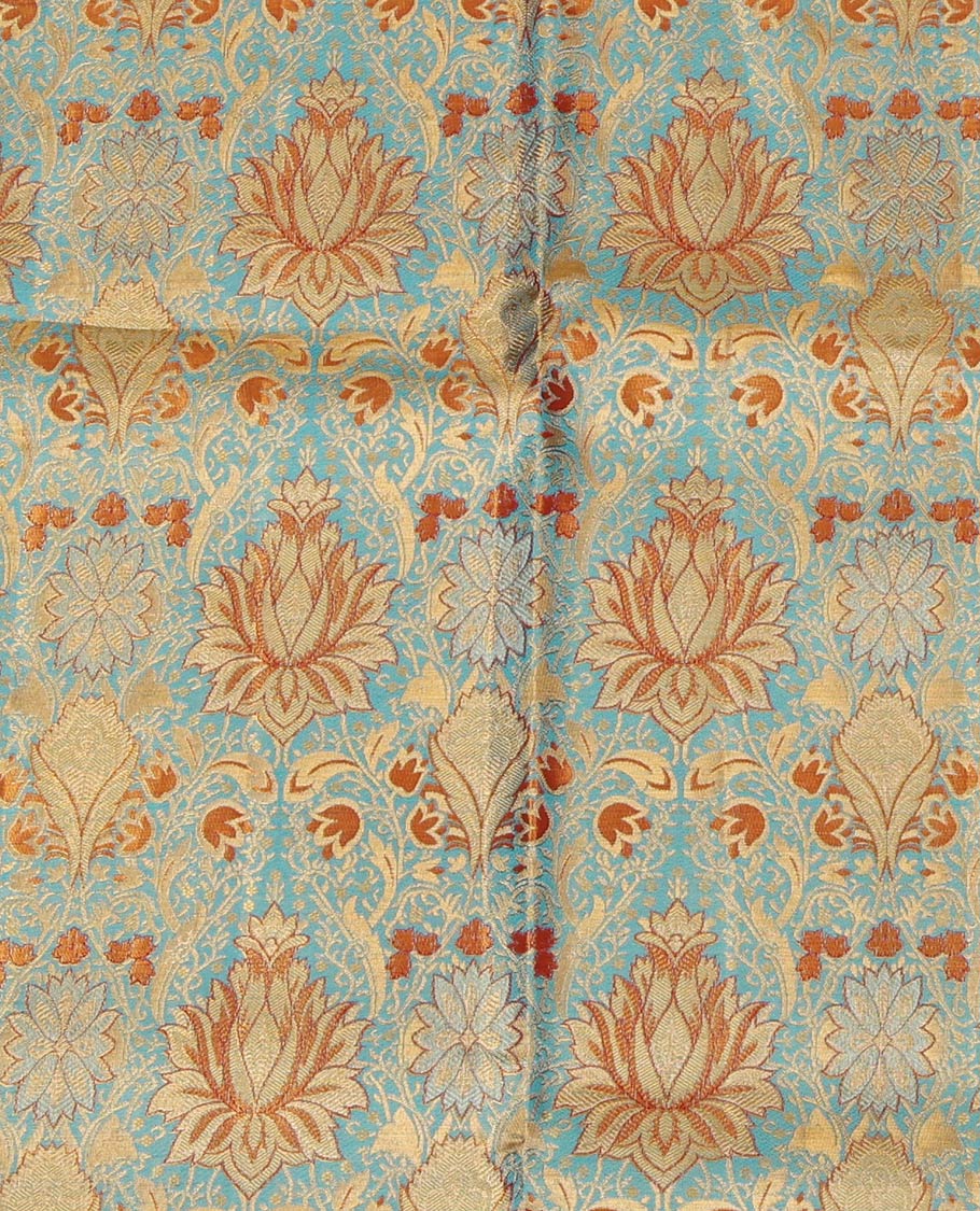 Blue Pure Silk Pavadai Material Set
