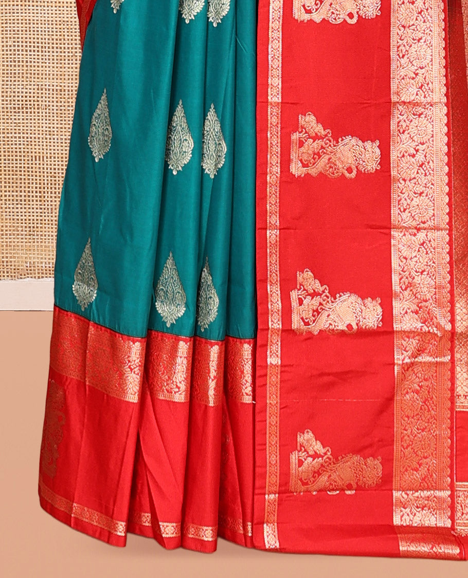 Sapphire Blue Zari Buttas Budget Silk Saree