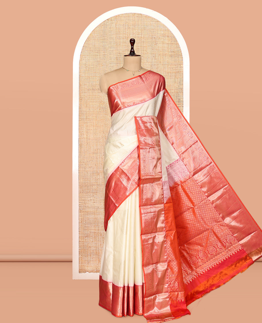 Cream Zari Buttas Gift Saree
