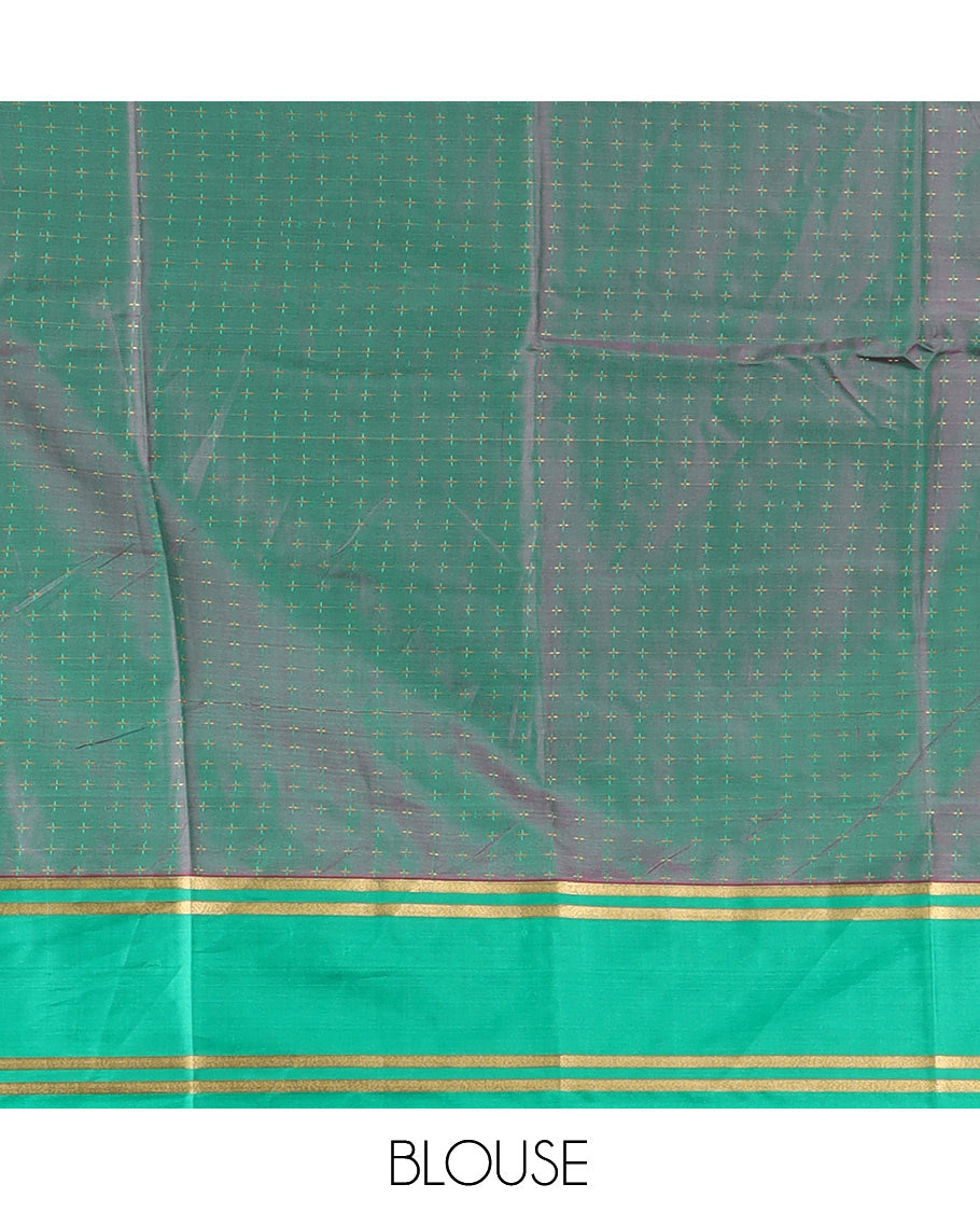 Purple Semi-Soft Silk Saree Steeped with Plus-Shaped Buttas, Contrast Border, and a Matching Blouse