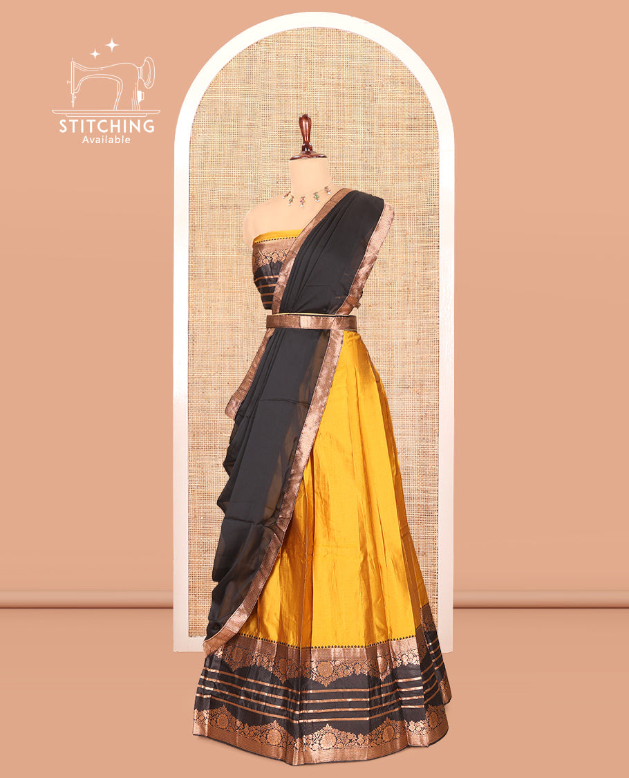 Mustard Semi-Silk Half-Saree
